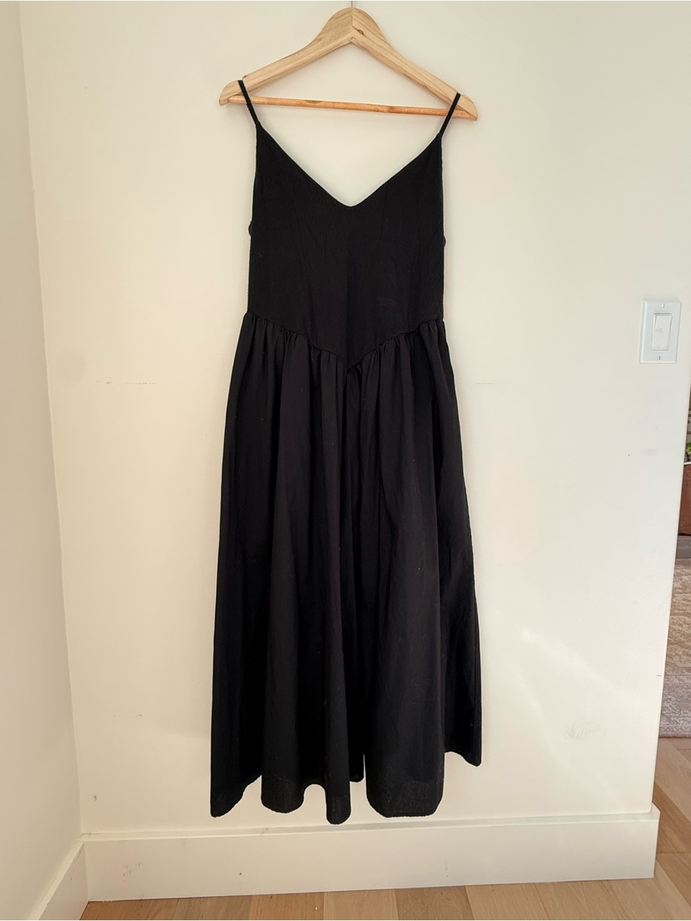 Abercrombie & Fitch Mixed Fabric Drop Waist Midi Dress Large - Picture 5 of 6
